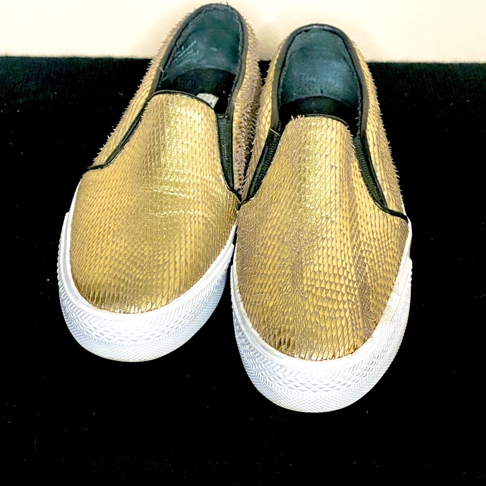 Steve Madden X The Blonde Salad Gold Slip on Sneakers